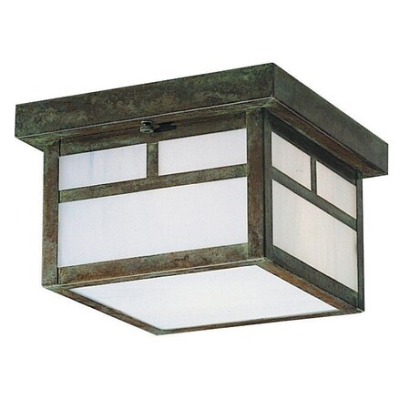 Arroyo Craftsman 7" Mission Flush Ceiling Mount Without Overlay (Empty), Raw Copper, Frosted Glass MCM-7EF-RC